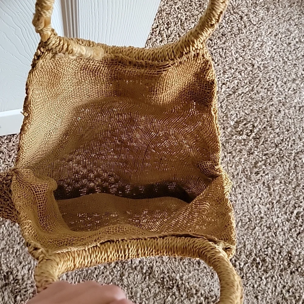 Boho Woven Straw Tote Bag Rattan Beach Handbag Tan OS - Picture 6 of 15